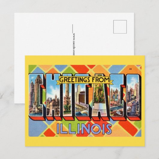 Groeten vanuit Chicago Ansichtkaart Briefkaart (Voorkant / Achterkant)