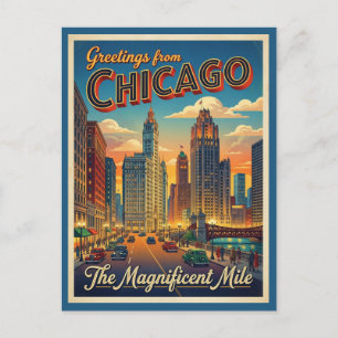 Groeten vanuit Chicago Magnificent Mile Briefkaart