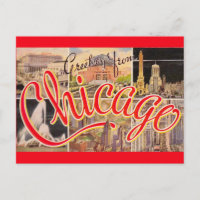 Groeten vanuit Chicago Vintage Ansichtkaart