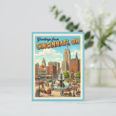 Groeten vanuit Cincinnati Ohio Fountain Square Briefkaart (Staand voorkant)