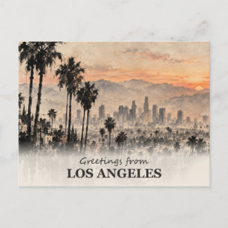 Groeten vanuit Los Angeles Inktwastansichtkaart Briefkaart