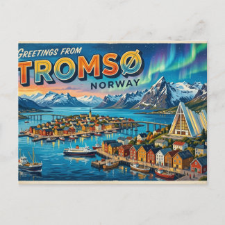 Groeten vanuit Tromsø Vintage Reisbriefkaart Briefkaart