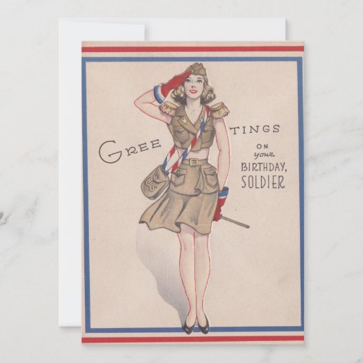 groetings Girl Birthday Soldaat Feestdagenkaart (Voorkant)