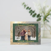 Groetjes Frost Border & Foto - Groen Feestdagenkaart (Staand voorkant)