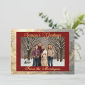 Groetjes Frost Border & Foto - Rood Feestdagenkaart (Staand voorkant)