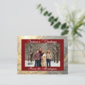 Groetjes Frost Border & Foto - Rood Feestdagenkaart (Staand voorkant)