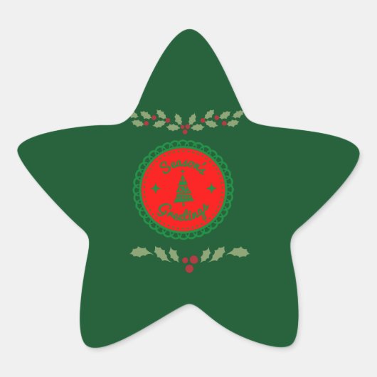Groetjes Green Border Red Achtergrond Ster Sticker (Voorkant)