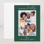 Groetjes Groen Drie Fotocollage Seizoen Feestdagenkaart (Voorkant / Achterkant)