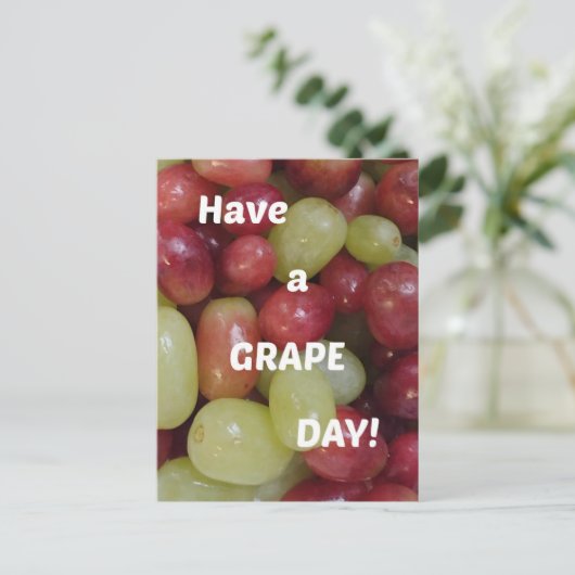 Groetjes (heb een druif dag!) briefkaart (Staand voorkant)
