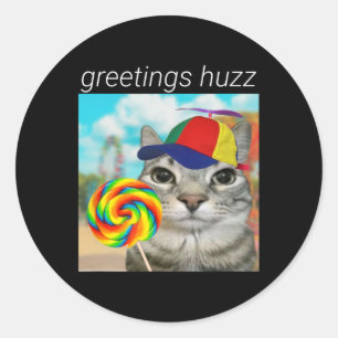 Groetjes Huzz Funny Gen Z Gen Alpha Slang Meme Ronde Sticker