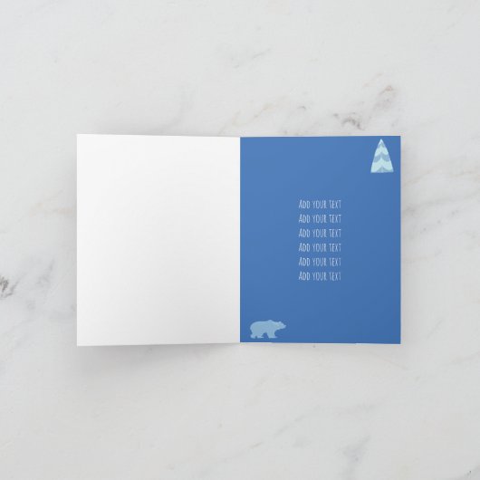 Groetjes Polar beer blauw Noords wit Feestdagen Kaart (Binnen)