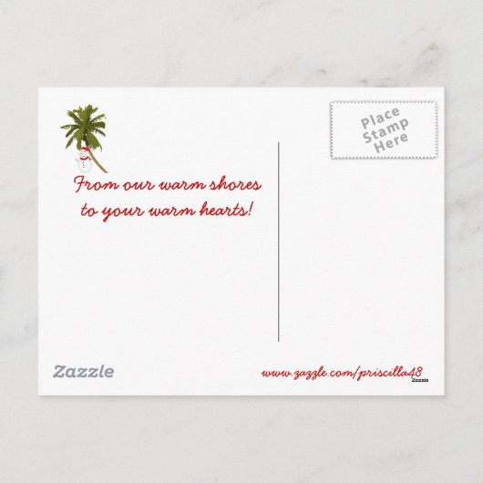 Groetjes uit Florida, Snowman palmboom Feestdagenkaart (Achterkant)