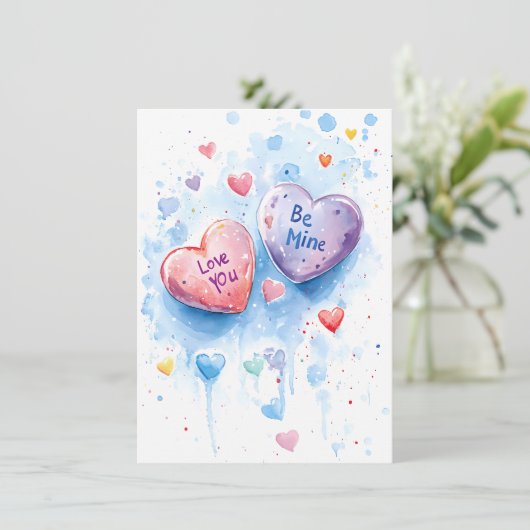 Groetjes: Valentijnsdag Flat Kaart (Staand voorkant)