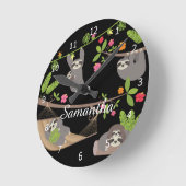 Groeven op zwarte aangepaste persoonlijke naam ronde klok (Hoek)