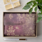 Groezelige bordeauxrode en gouden damastpatroon tissuepapier (Geschenk)