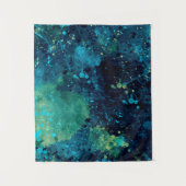 Groezelige turquoise en geel wandkleed (Voorkant)