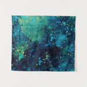 Groezelige turquoise en geel wandkleed (Voorkant (horizontaal))