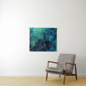 Groezelige turquoise en geel wandkleed (In Situ (horizontaal))