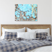 groezelige turquoise verf op asfalt canvas afdruk (Insitu (Slaapkamer))