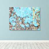 groezelige turquoise verf op asfalt canvas afdruk (Insitu (Houten vloer))