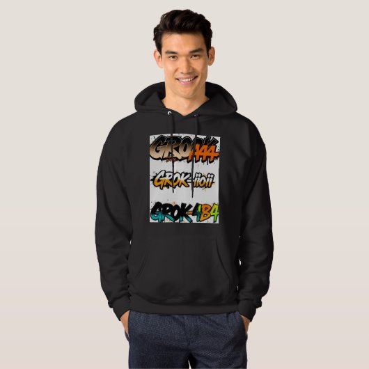 Grok4 perfect" hoodie design met T-shirts (Voorkant volledig)