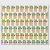 Grokershopping op de markt voor groenten en fruit cadeaupapier (Vlak)