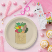 Grokershopping op de markt voor groenten en fruit papieren bordje (Feest)