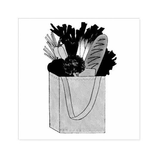 Grokershopping op de markt voor groenten en fruit rubberstempel (Afrduk)