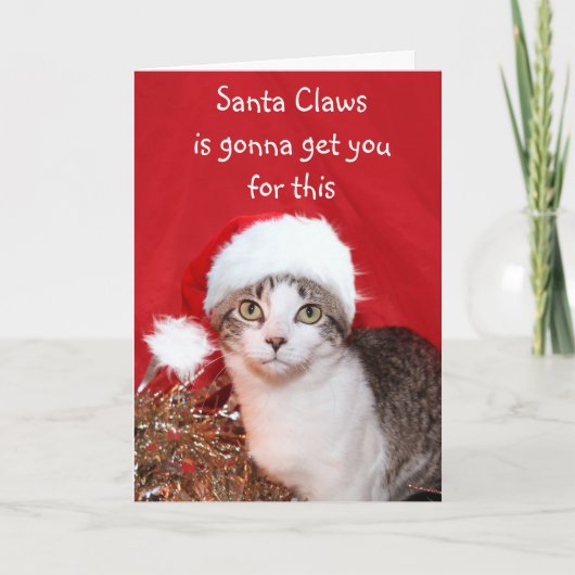 Grommelige kerstkat feestdagen kaart (Voorkant)