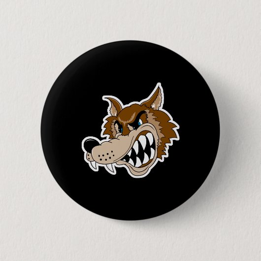 grommende bruine wolf gezicht ronde button 5,7 cm (Voorkant)