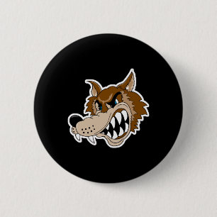 grommende bruine wolf gezicht ronde button 5,7 cm
