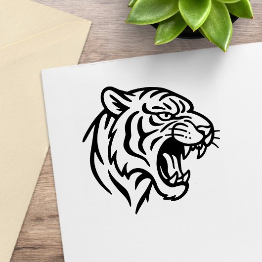 Grommende Tijger Profiel Rubberstempel