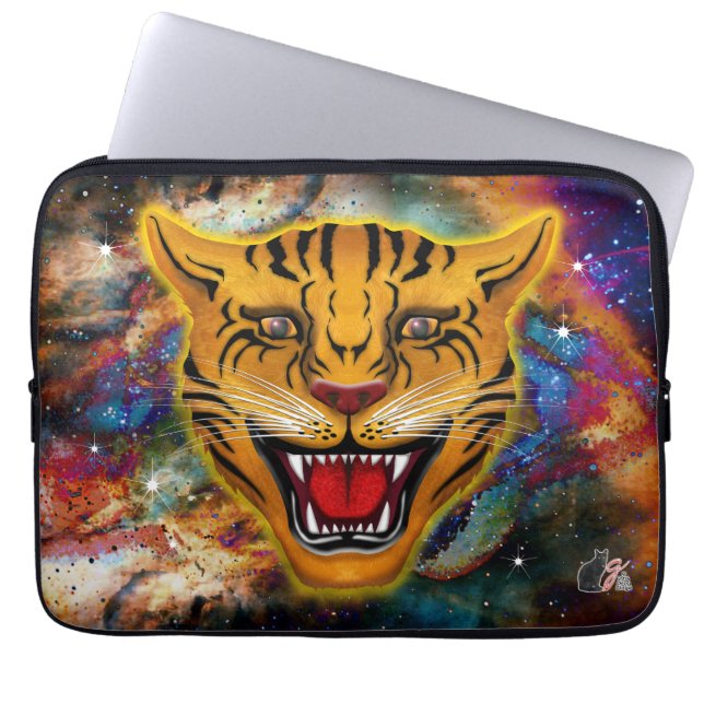Grommende Tijgernevel Laptop Sleeve (Voorkant)
