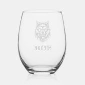 Grommende Wolf op maat Wijnglas Zonder Voet (Achterkant)