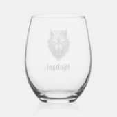 Grommende Wolf op maat Wijnglas Zonder Voet (Achterkant)