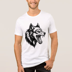 Grommende Wolfskop Grafisch Aggressief Wild Dier Tri-Blend Shirt