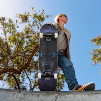 Grommende zwarte wolf kop Skateboard
