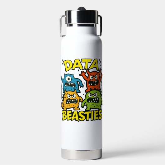 Grommerige Data Beestjes Waterfles (Voorkant)