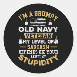 Grommerige Oude Veteranen Patriottisch Grappige Mi Ronde Sticker