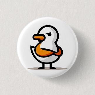 Grommige Eend Minimalistische Cartoon Mascotte Ronde Button 3,2 Cm