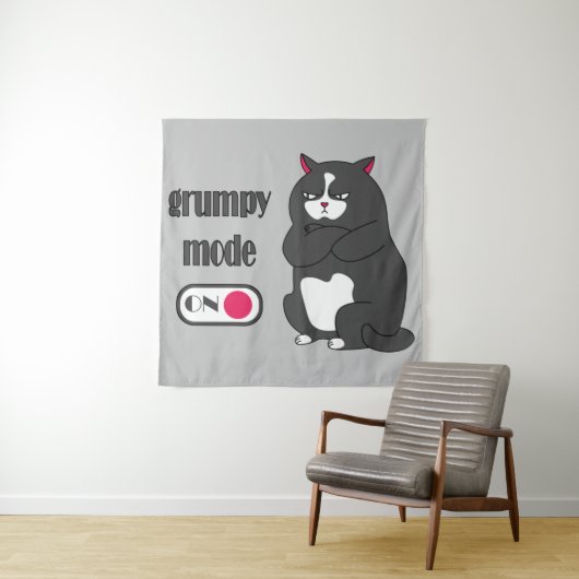 Grommige modus aan grappige dikke kat   wandkleed (In situ)