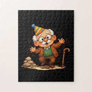 Grommige opa die te snel opstaat grap legpuzzel