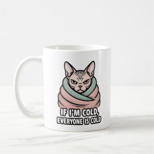 Grommige Sphynx Kat Koude Humor Cartooneske Kunst Koffiemok