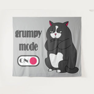 Grommige standje aan grappige dikke kat wandkleed