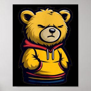 Grommige teddybeer zoekend naar jongens en meisjes poster