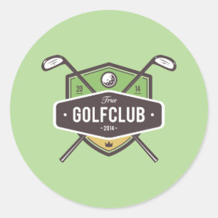 Grond met golfstok ronde sticker