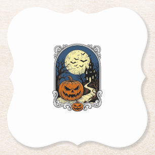 Gronddrukkerspompoen scène Vintage Halloween Vecto Kartonnen Onderzetters