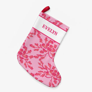 Gronde Peony Houtsnede Roze + Oranje Persoonlijk Kleine Kerstsok