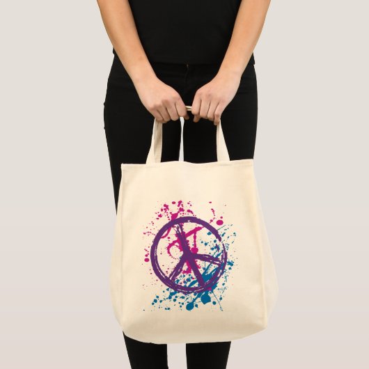 GRONDGEBIED EN SPLATTER VREDESTEKST TOTE BAG (Voorkant (product))