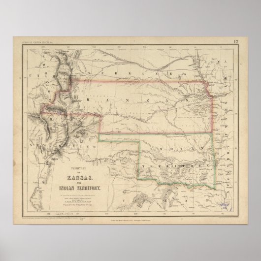 Grondgebied van Kansas en Indianen Poster (Voorkant)